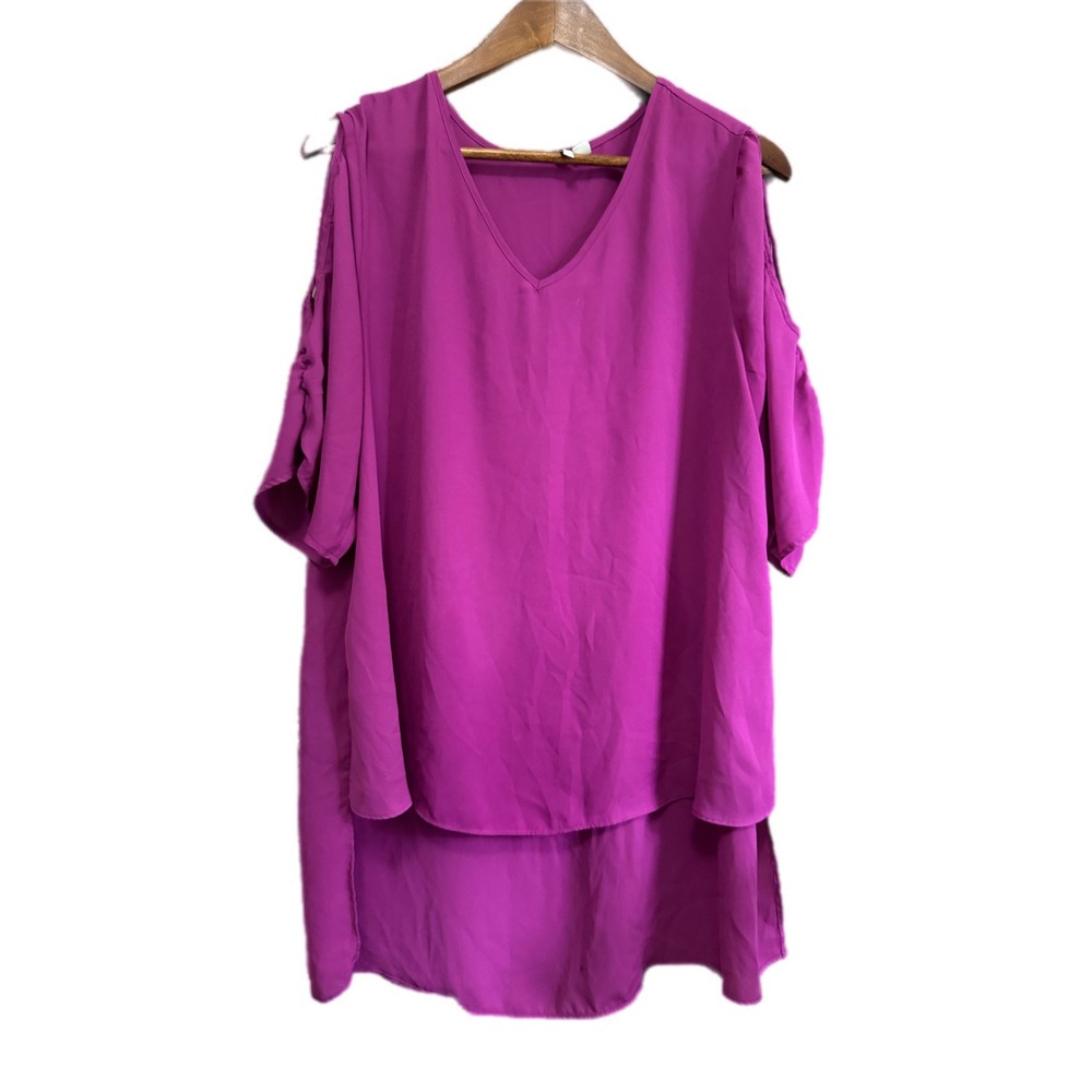 Est. 1946 Cold Shoulder Blouse Women Large Magenta Purple Excellent High Low Top